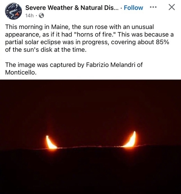 古代人看到要吓坏!世界多地因日食出现“恶魔之角”