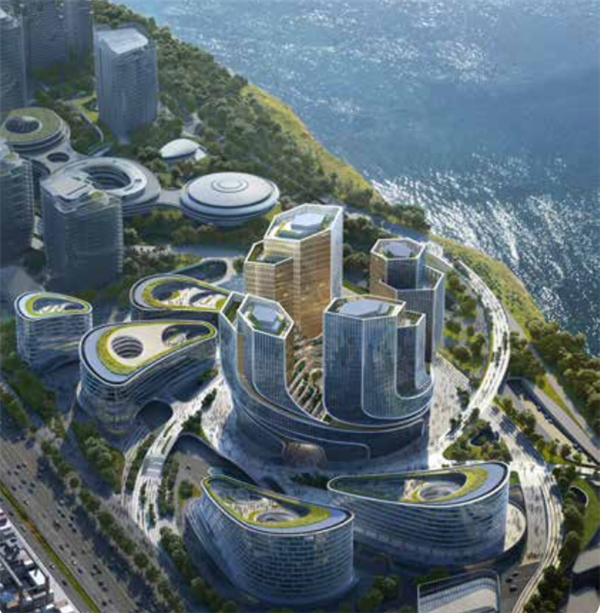 腾讯新总部“企鹅岛”鸟瞰图公布:形似一台高速发动机