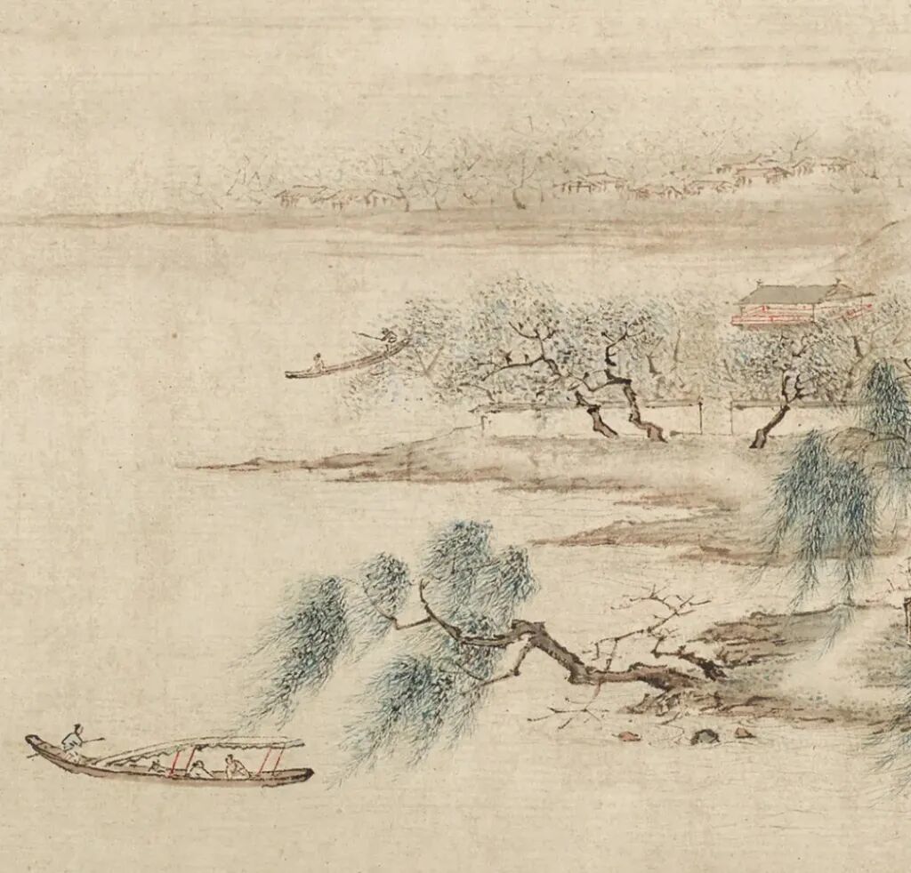 庞莱臣后人捐赠南博的《江南春》图卷局部