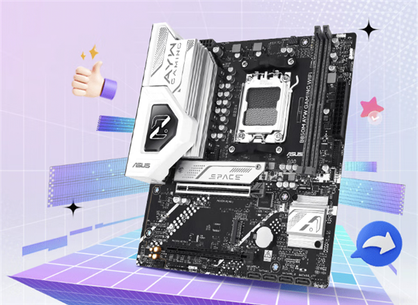 999元 华硕B850M AYW GAMING WIFI主板上市:白色太空风格