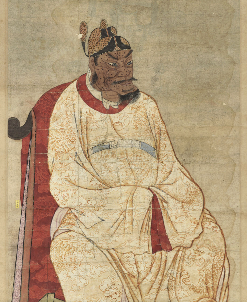 台北故宫博物院藏的明太祖像(局部)佚名 明代