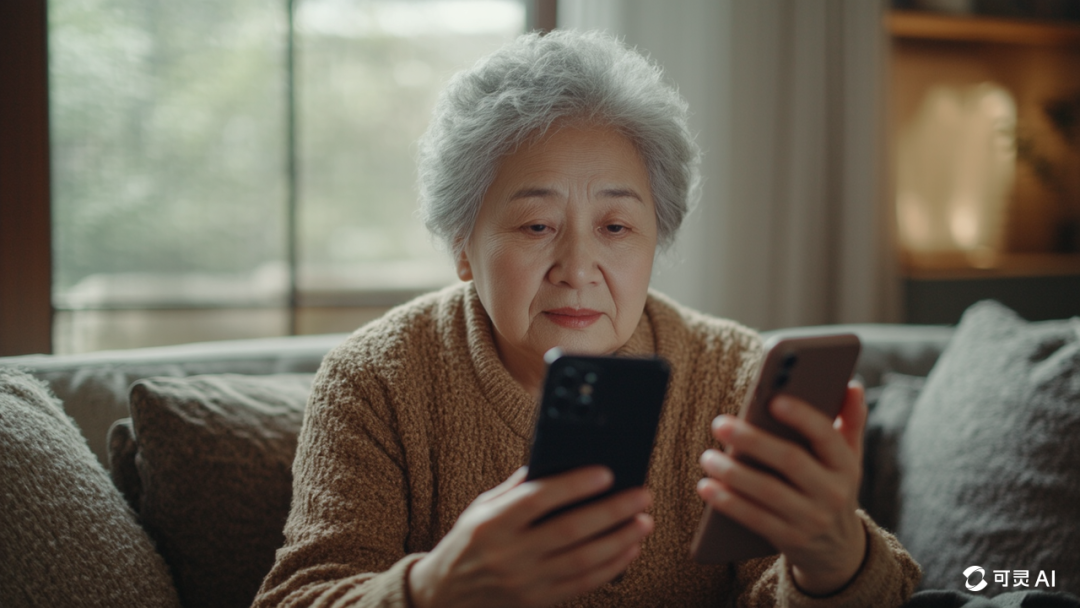 老年人刷短视频 图源：AI生图