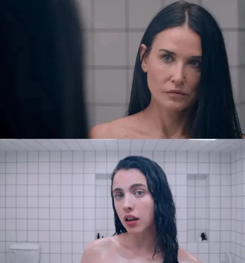 电影《某种物质》,伊丽莎白注射药物前后