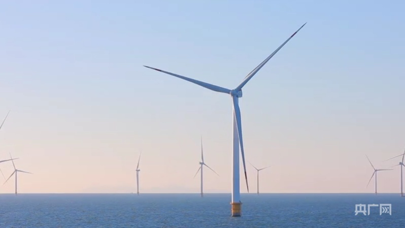 海上风力发电机组（央广网记者 刘培俊 摄）