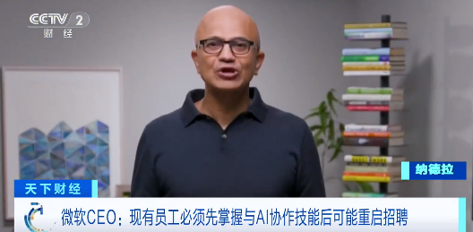 微软CEO纳德拉:公司或在一年内重启招聘 前提是现有员工掌握与AI协作技能