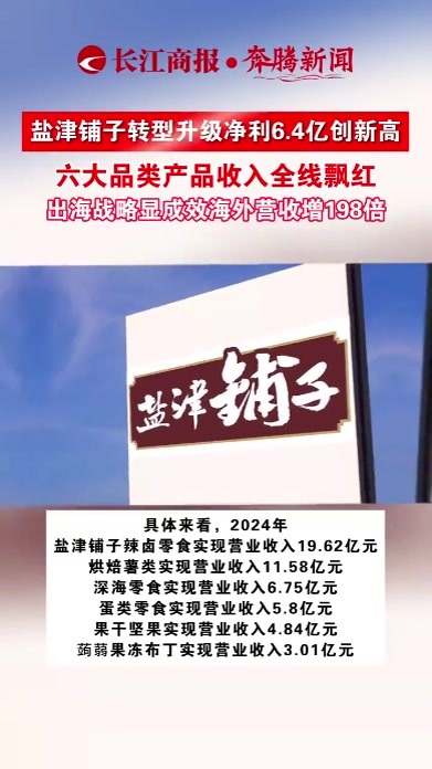 盐津铺子转型升级净利6.4亿创新高 ，六大品类产品收入全线飘红，出海战略显成效海外营收增198倍#盐津铺子