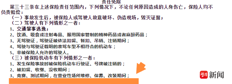 保险公司相关责任免除条款