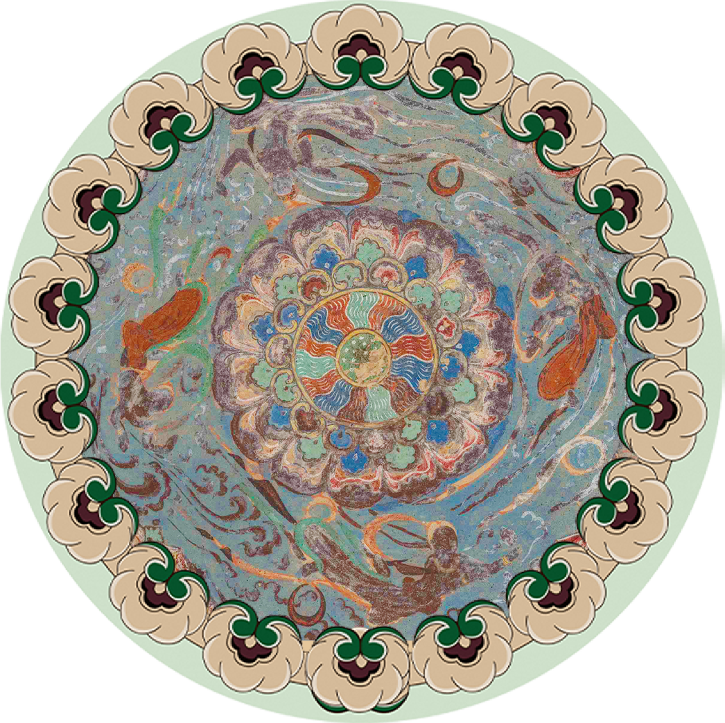 飞天莲花纹藻井图案 莫高窟第329窟