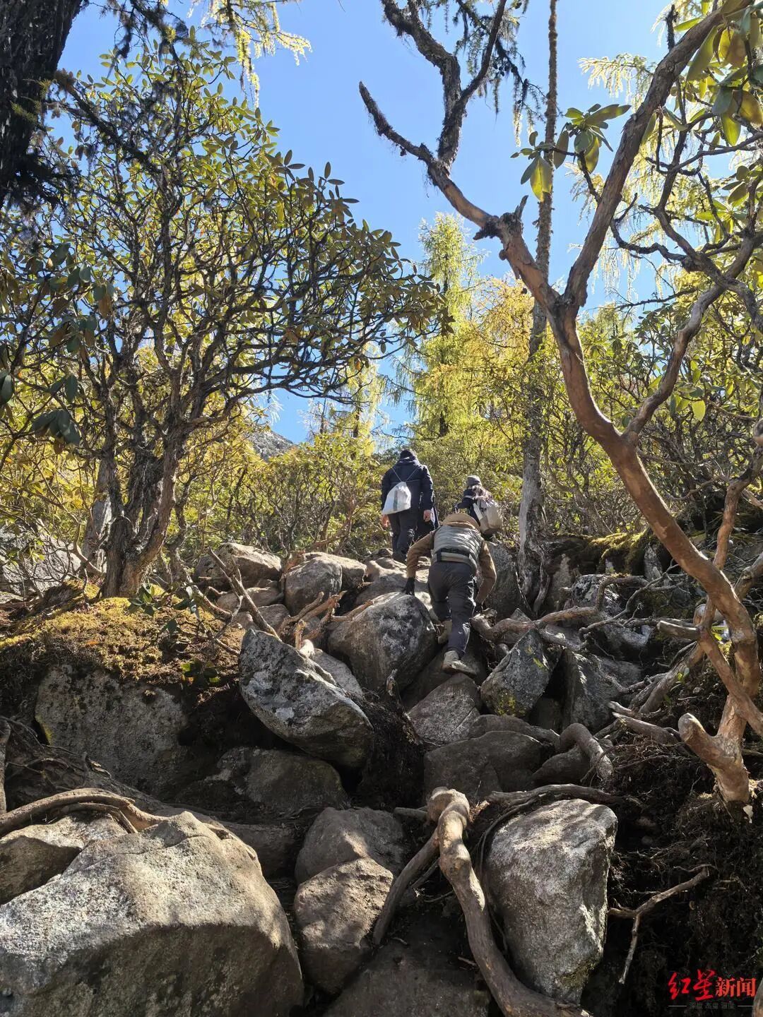 ▲丹巴党岭穿越路线上的崎岖道路