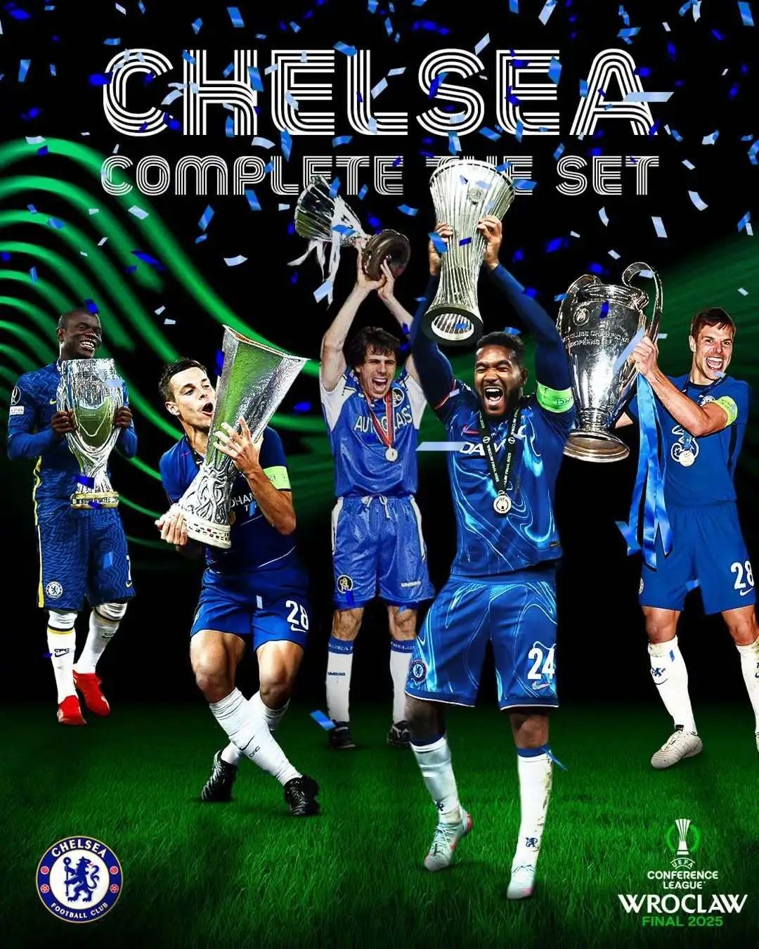 欧战全满贯!切尔西4-1首夺欧协联冠军!安东尼泪洒赛场