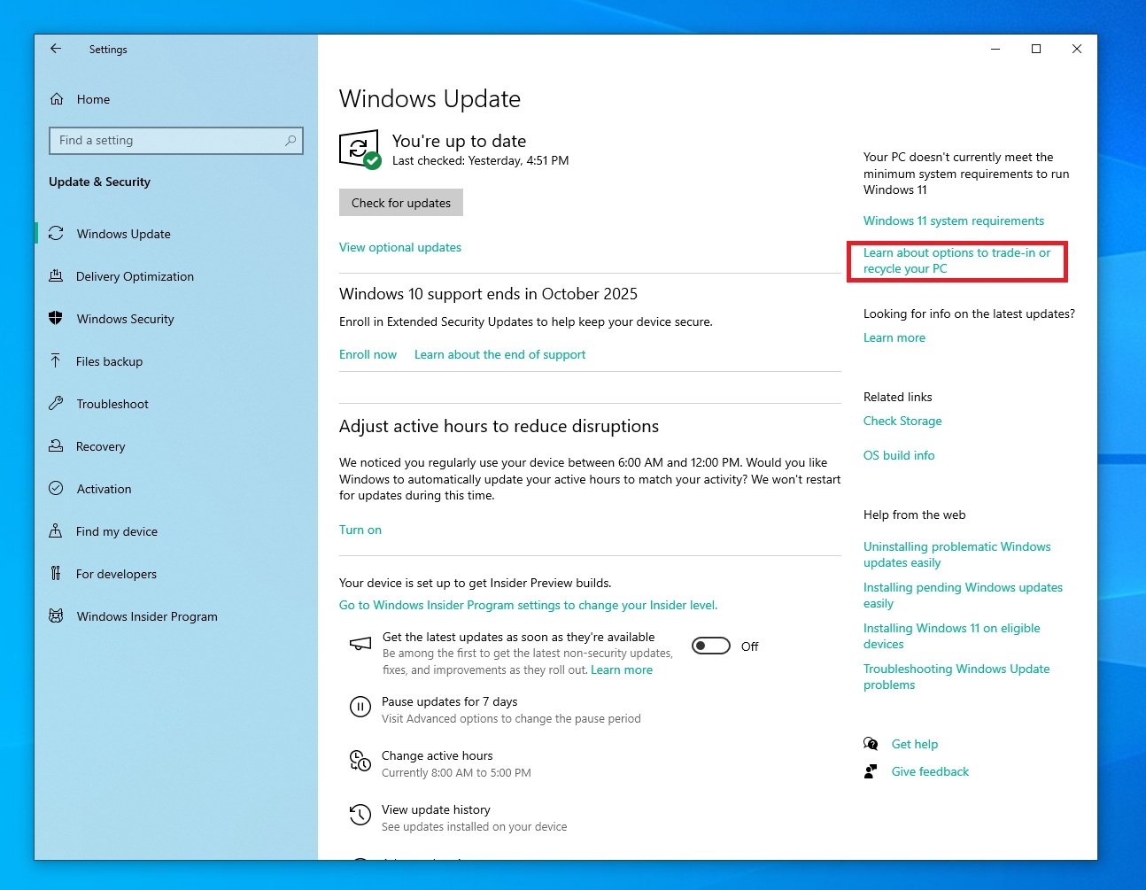 Learn about options to trade-in or recycle your PC