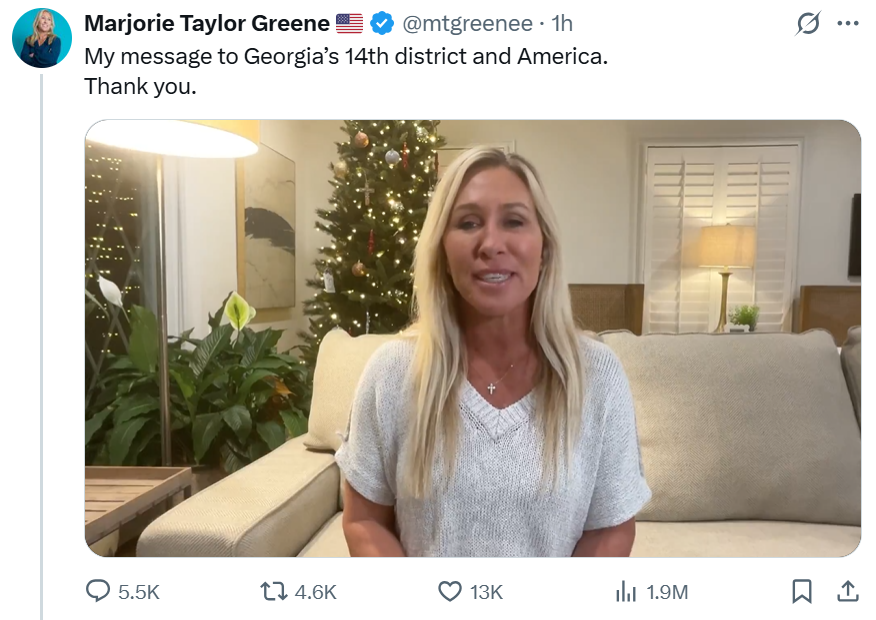 格林帖文截图 图源:社交平台X