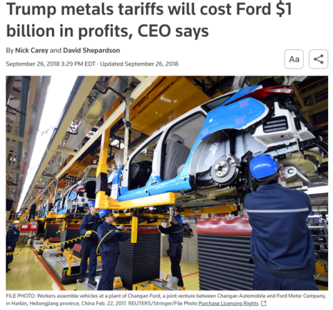 △早在特朗普上一任期内，福特公司就对特朗普政府的关税政策多次表达不满，表示公司利润将因此损失10亿美金。