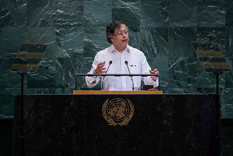 当地时间2025年9月23日,美国纽约联合国总部,哥伦比亚总统佩特罗在联合国大会一般性辩论中发表讲话。 视觉中国