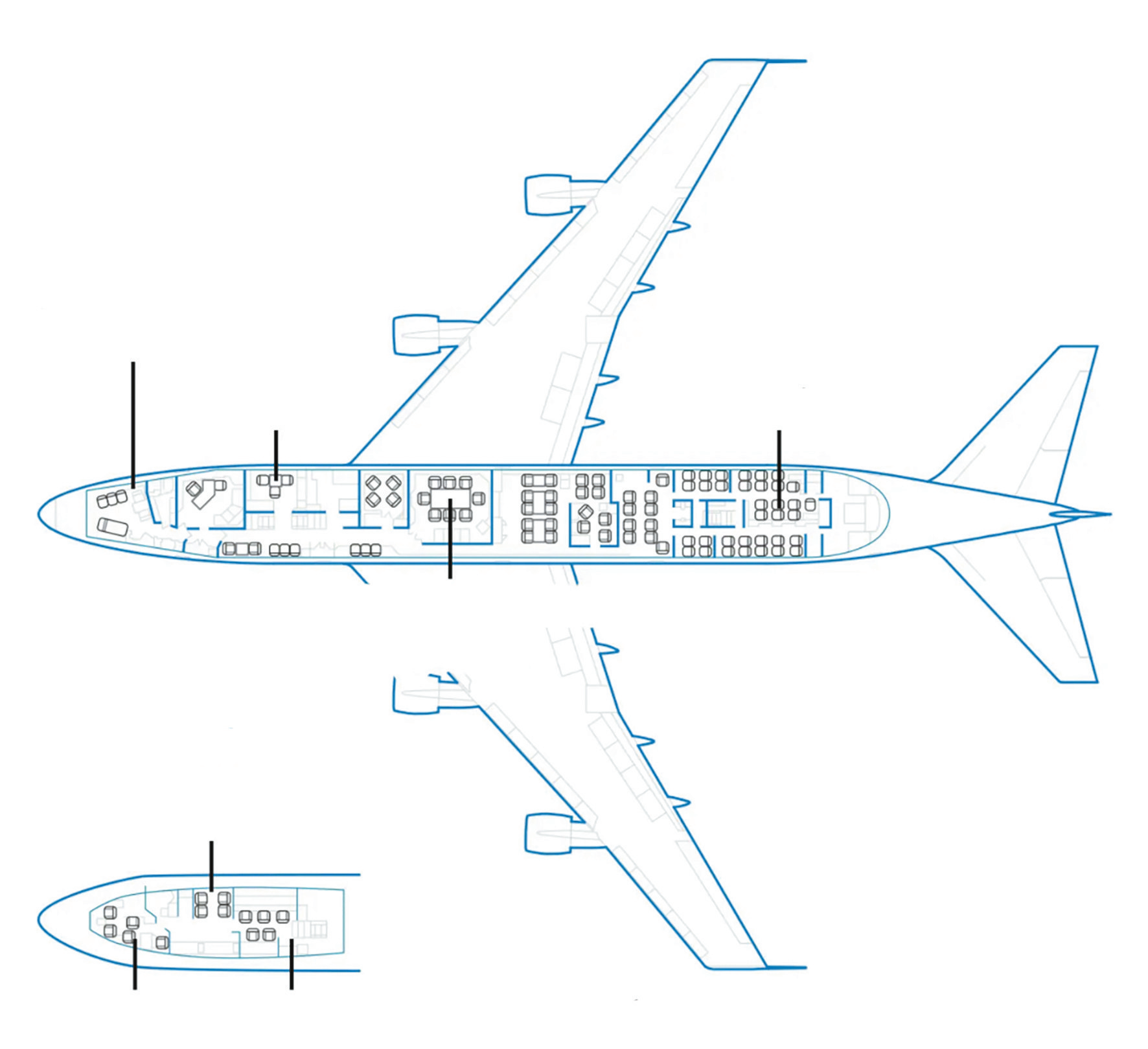 外媒制作的“空军一号”内部功能区域示意图