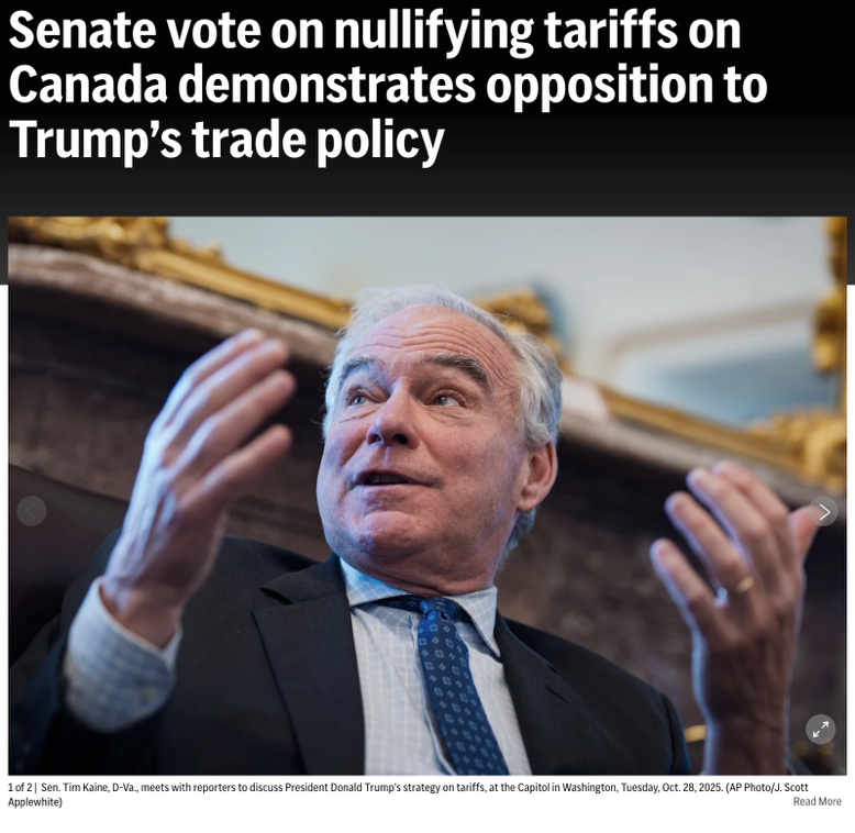 △美联社报道,虽然参院通过的决议暂时不会生效,但已被证明是民主党人反对白宫贸易政策的有效途径