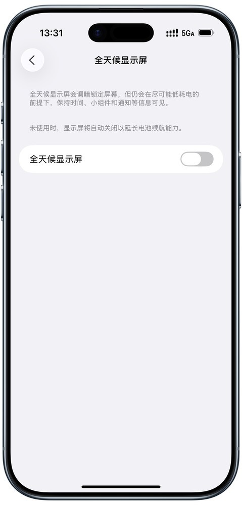 设置-现实与亮度-全天候显示屏中关闭AOD