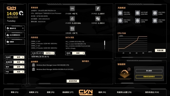 硬派电竞风高端AMD主板 七彩虹CVN X870 ARK FROZEN V14方舟主板评测