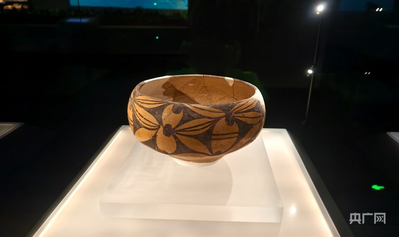 花瓣紋彩陶盆(央廣網(wǎng)記者 郝振青 攝)
