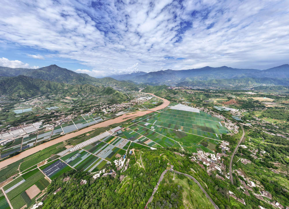 2025年7月9日拍摄的四川省攀枝花市米易县撒莲镇安全村高标准农田(无人机照片)。新华社记者江宏景 摄