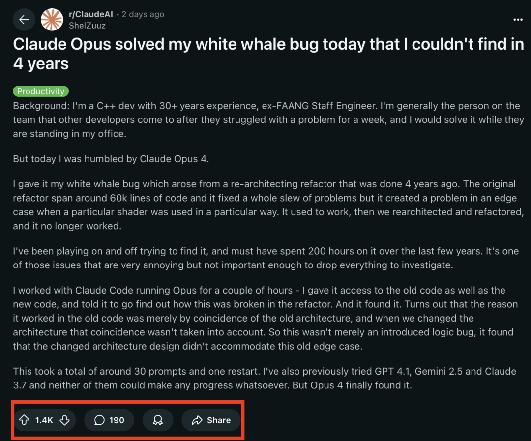 Claude 4破解困扰人类4年系统bug,30年码龄程序员200小时没搞定,GPT-4.1/Gemini-2.5也做不到