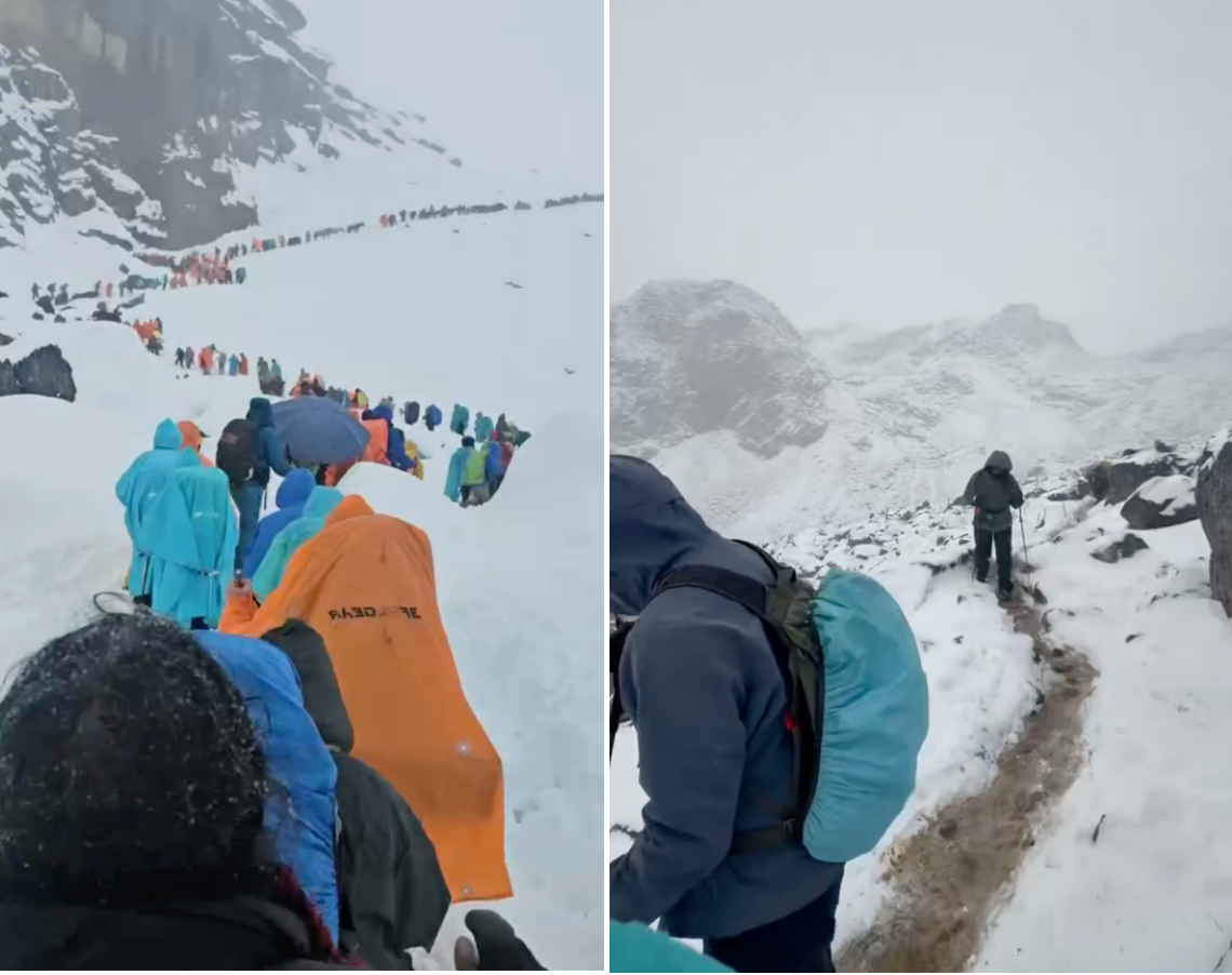 撤离途中艰难前行 小鸣供图