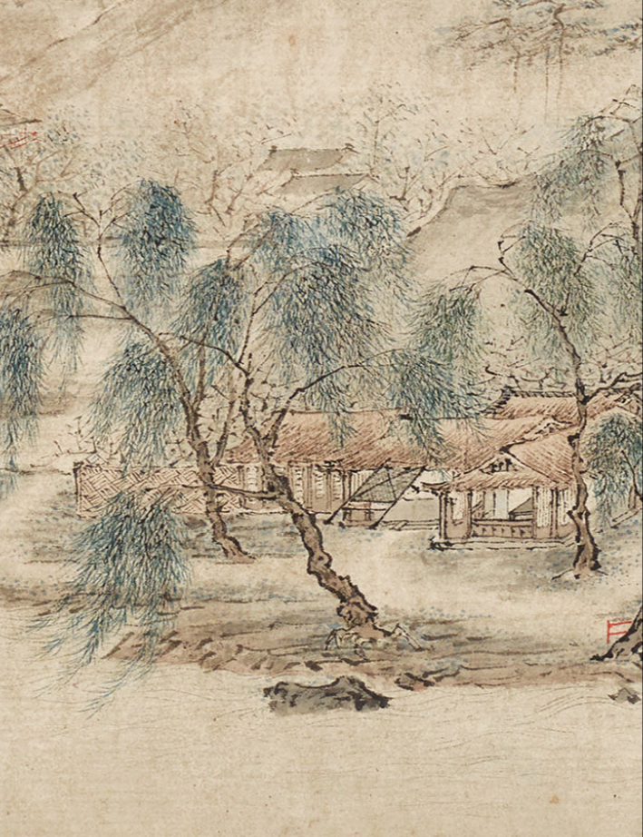 明代仇英《江南春》图卷局部