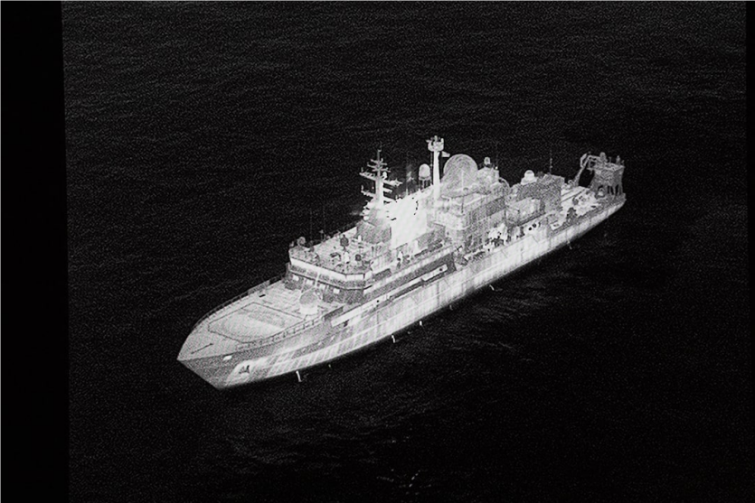 英方称图为“扬塔尔”号在苏格兰北部水域活动的画面。 图源：外媒报道配图