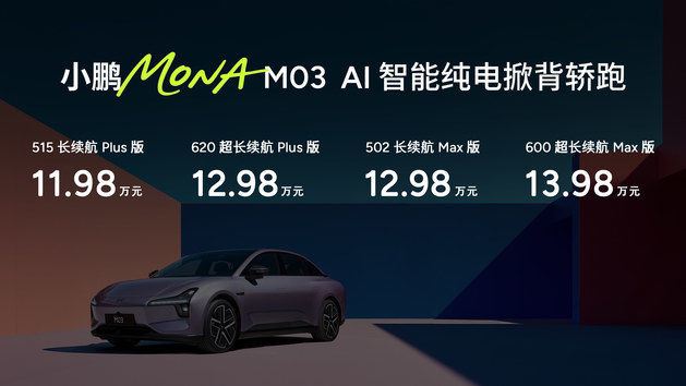 11.98万元起！小鹏MONA M03加推4款新版型升级上市