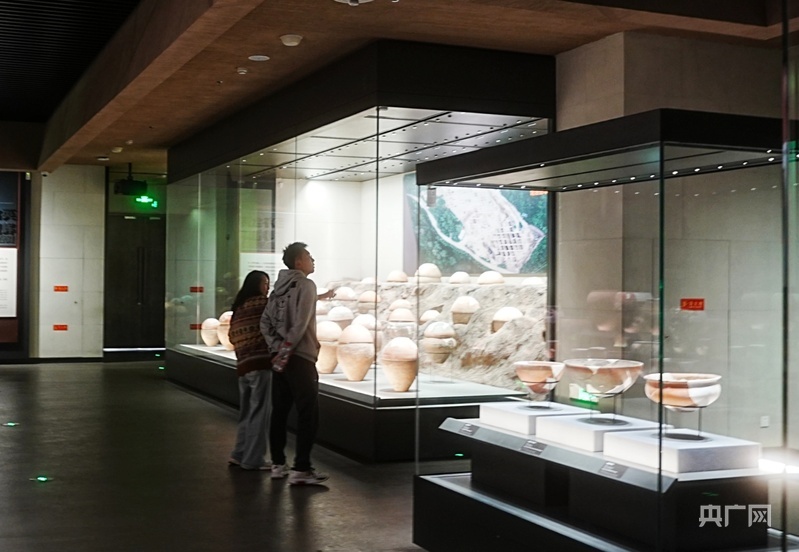 游客在參觀廟底溝博物館(央廣網(wǎng)記者 張羲輪 攝)