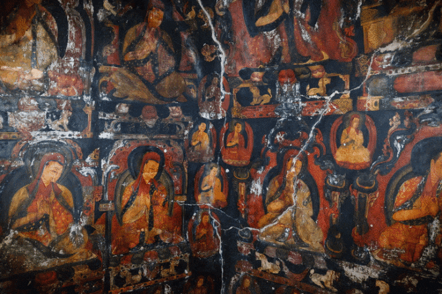 皮央石窟壁画局部。(资料照片)