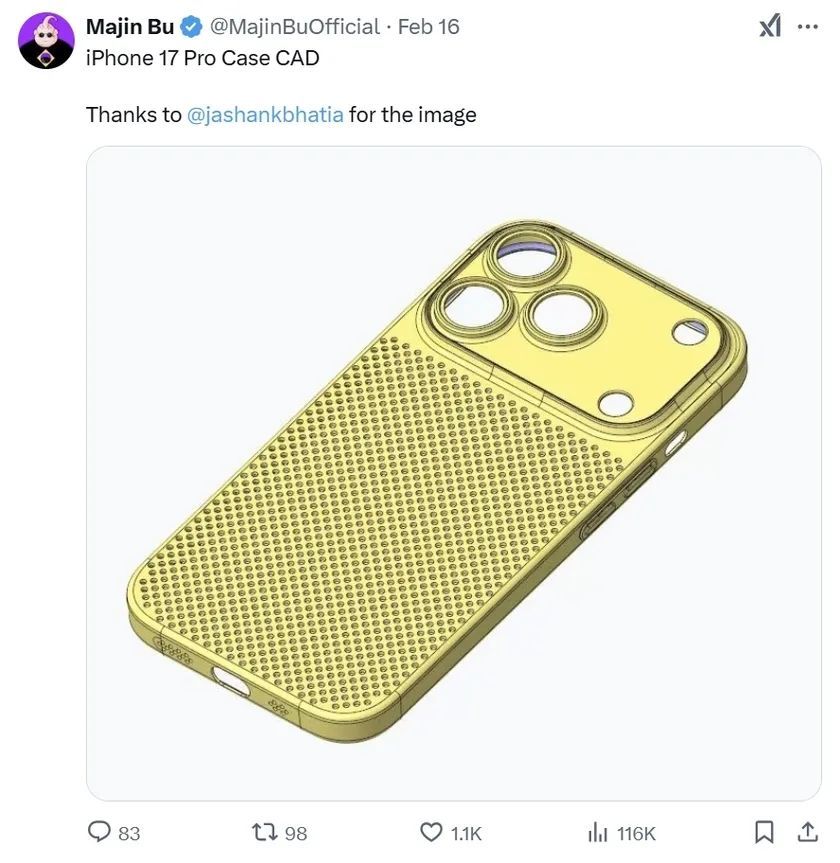 iPhone 17 Pro/Air手机壳渲染图曝光:横向模组设计