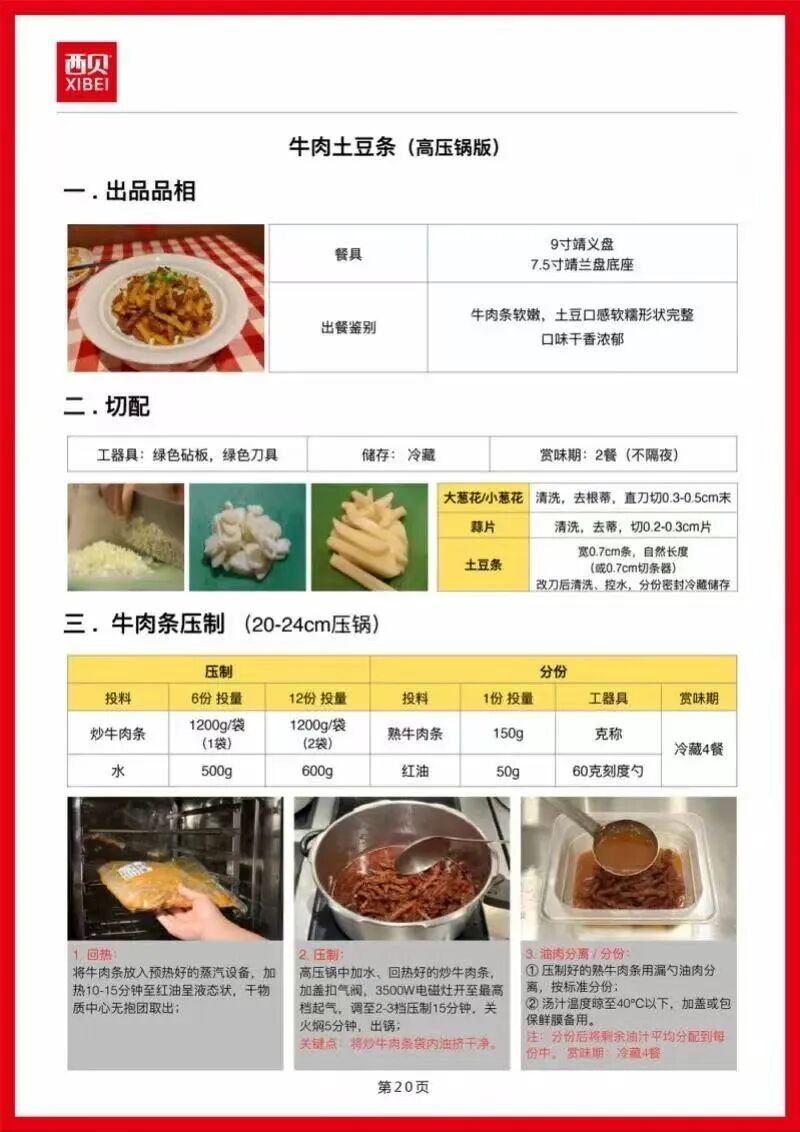 西贝公布罗永浩菜单具体制作过程“作业指导书”。(图/西贝)