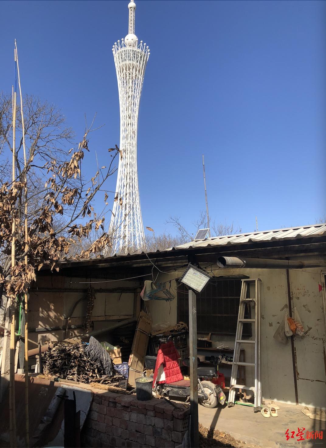 ▲“郯城塔”下的铁皮屋