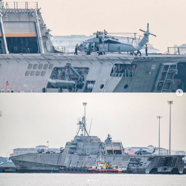 美国海军“独立”级濒海战斗舰(LCS)“塔尔萨”号(USS Tulsa)和“圣巴巴拉”号(USS Santa Barbara)现身马来西亚槟城港口。社交媒体