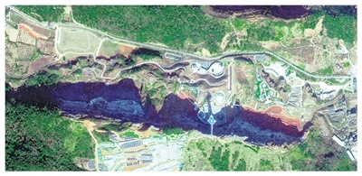 江西新余市金石山矿山公园2026年卫星遥感图。