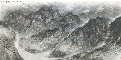 中国画《莽昆仑》，作者秦建新