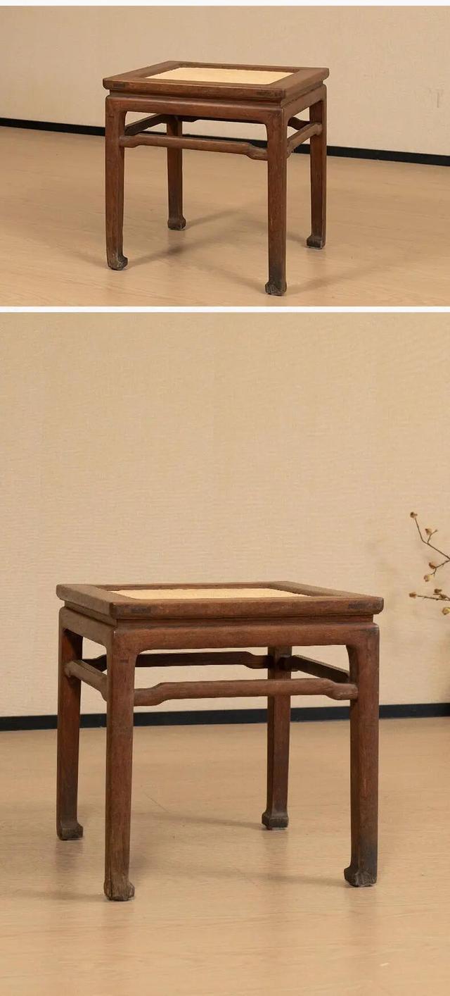 清早期 黄花梨束腰罗锅枨马蹄腿方凳