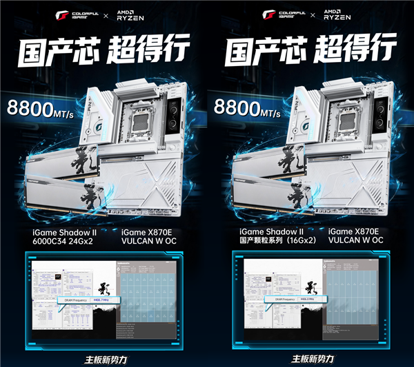 国产颗粒DDR5冲上8800MT/s！七彩虹X870E白火神助力创下新记录