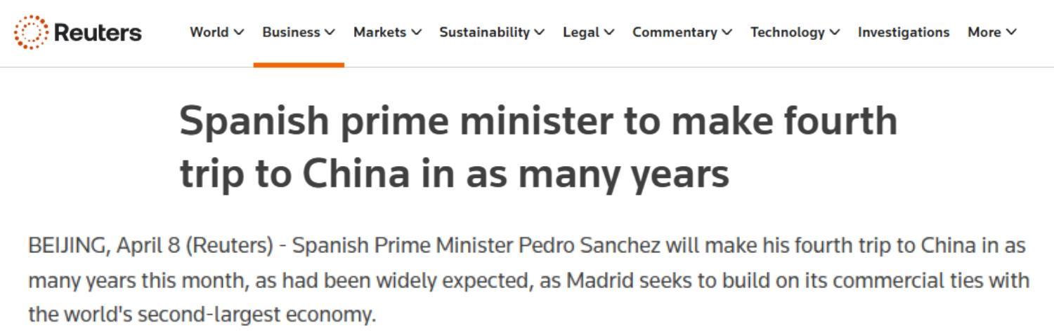 全球媒体聚焦 | 多国媒体关注西班牙首相访华：“西班牙看到了与中国的‘机遇之窗’”_fororder_1