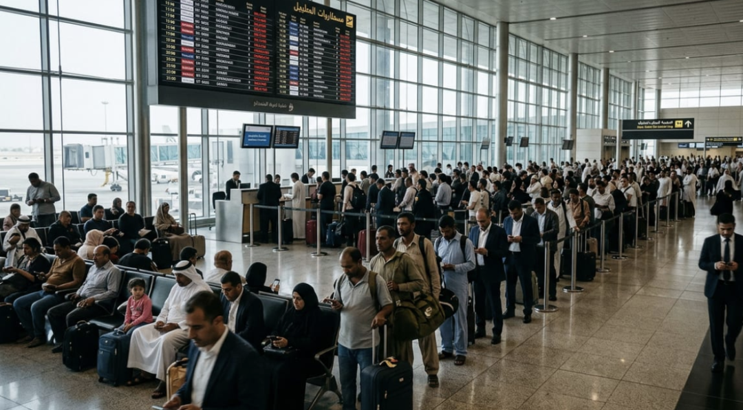 3月10日,沙特全境取消了128个航班,导致数百名乘客滞留当地。(图源:盖蒂图片社)