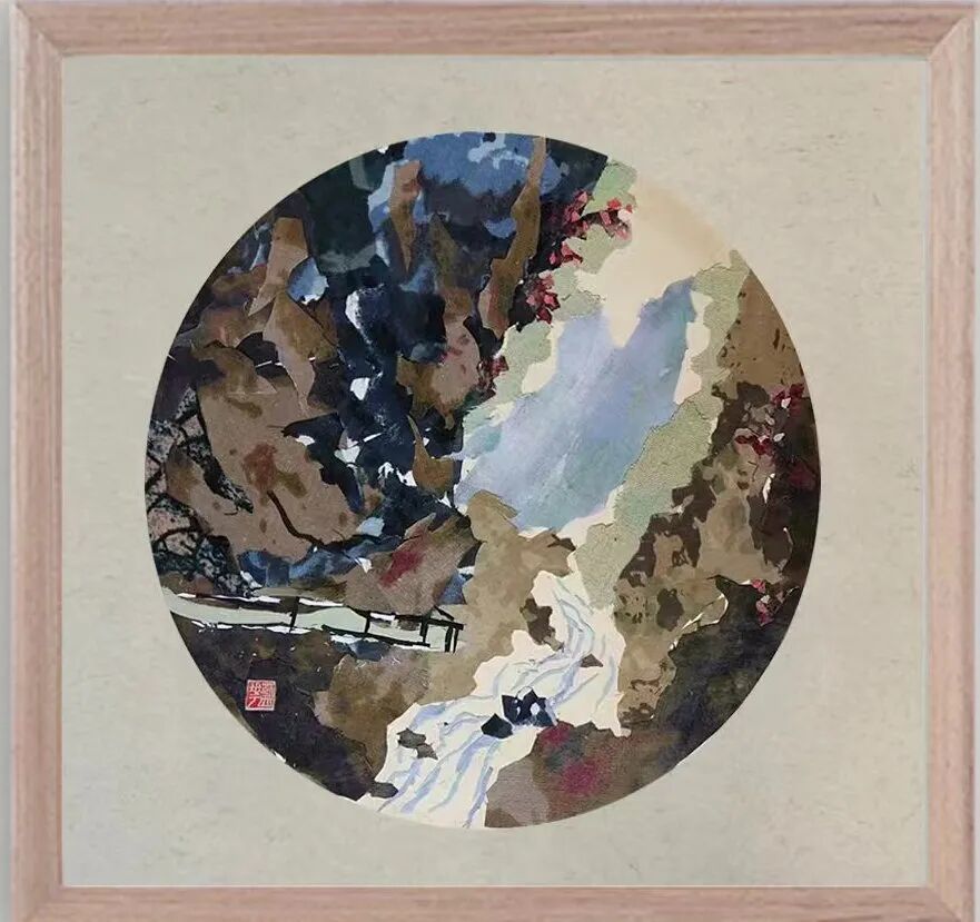 蓝华   布贴画  北碚金刀峡峡深栈曲.jpg