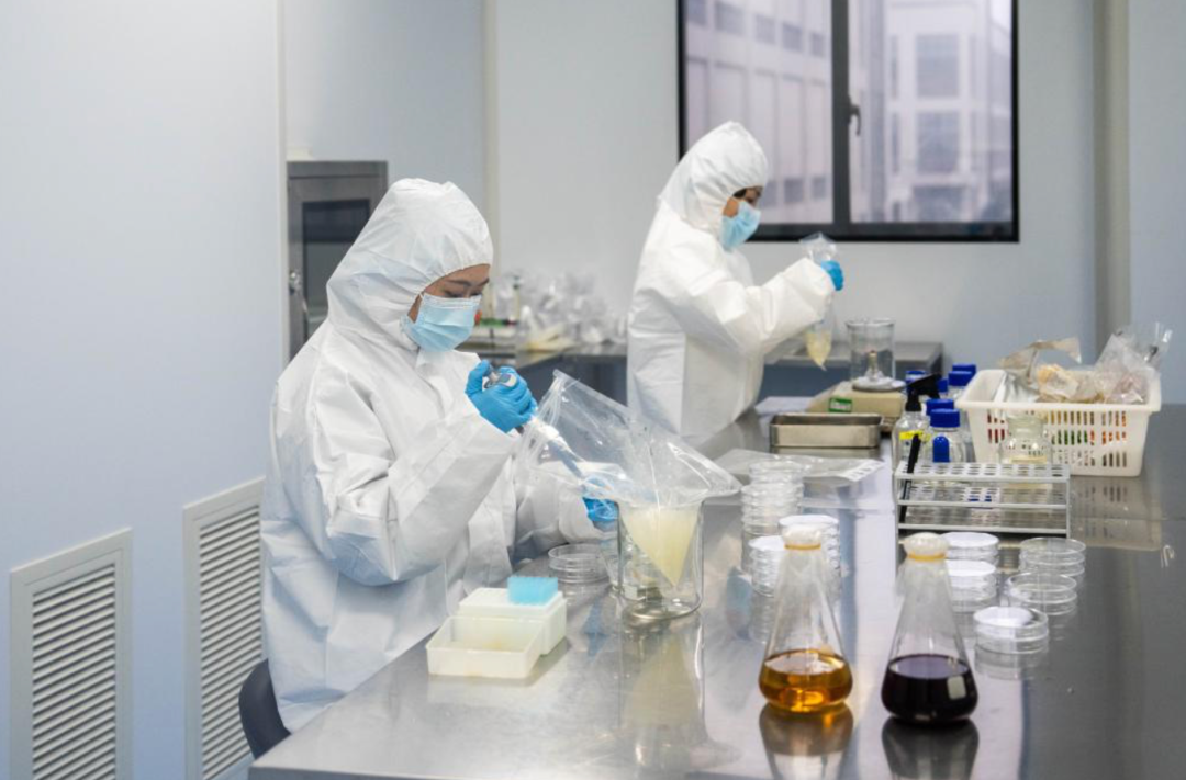 在湖南宁乡经开区一家预制菜企业食品检测中心,工作人员在检测食品成分。新华社记者 陈思汗摄