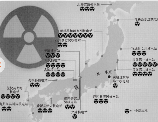 日本部分核电站分布图