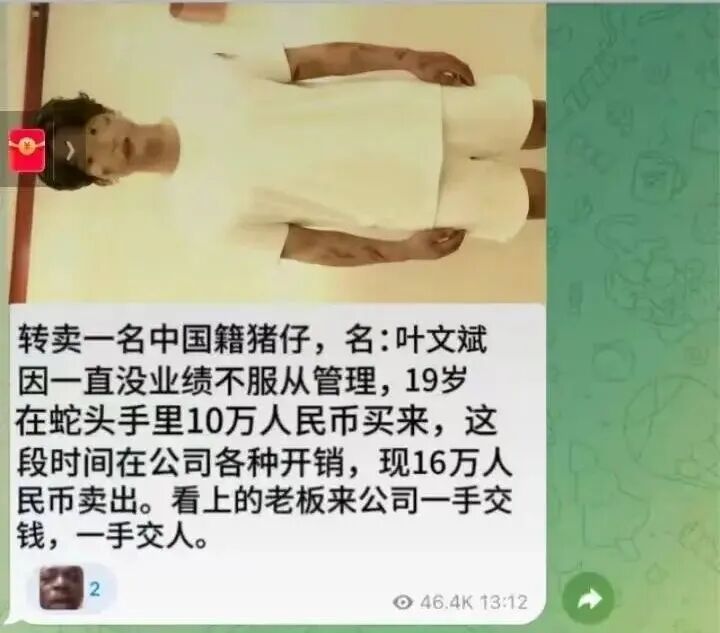 叶文斌的信息在境外社交软件上出现。图片来源/费女士