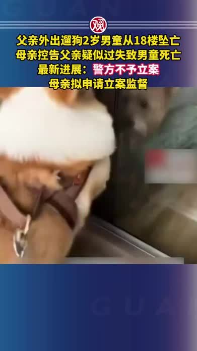 父亲外出遛狗2岁男童从18楼坠亡，母亲控告父亲疑似过失致男童死亡，最新进展：警方不予立案，母亲拟申请立案监督