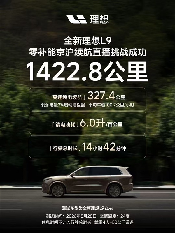 高速直播实测馈电油耗6L!李想:理想L9算不算地球上能耗最低的SUV