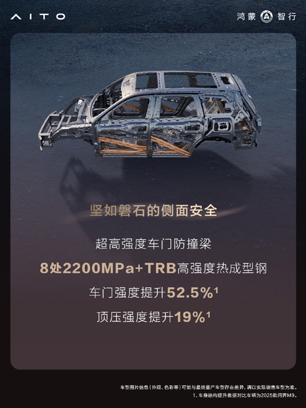 搭载全新玄武车身构架2.0!问界M9铝合金及高强度钢占比达91%