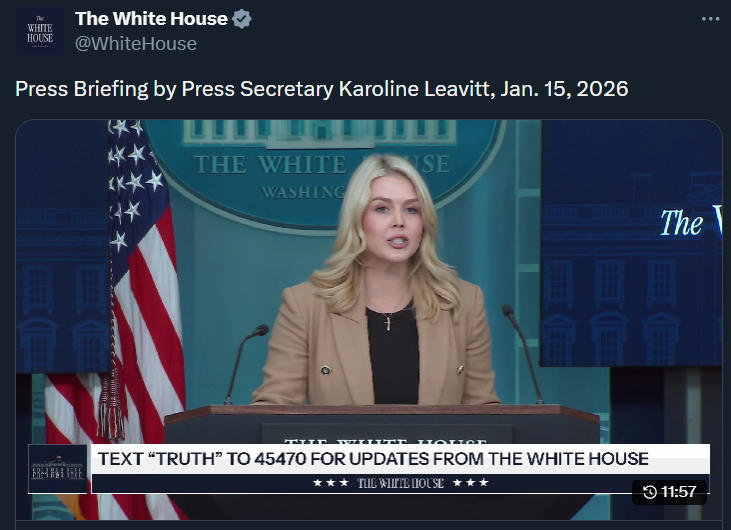 白宫发言人回应欧洲出兵 推文截图