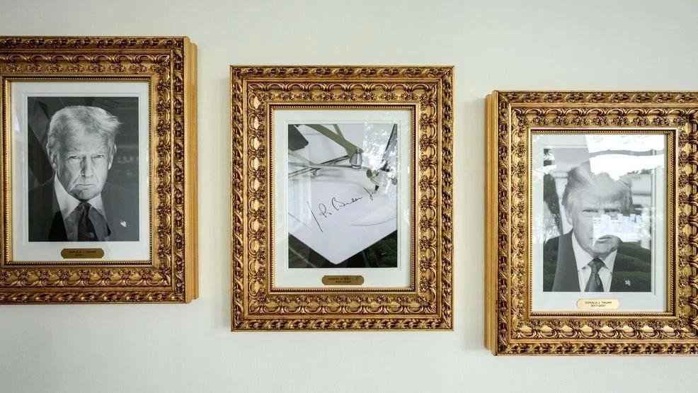 两张特朗普肖像之间,拜登的肖像被替换为“自动签名机”美媒